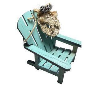 Miniature Adirondack Chair Ornament With Rustic Wreath